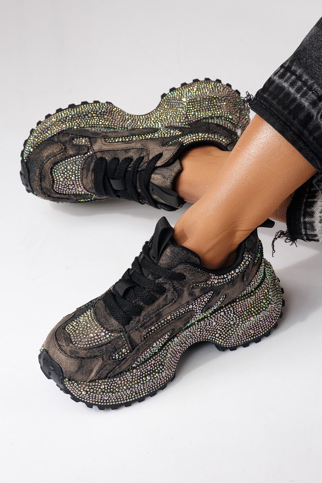 Adidasi dama negri din material textil Evelin #24087