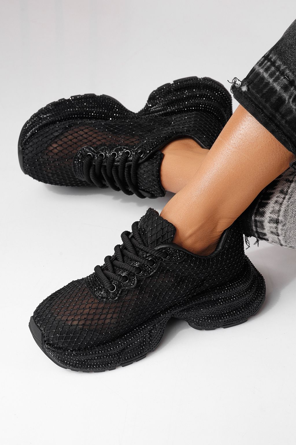 Adidasi dama negri din material textil Cataleya #24066