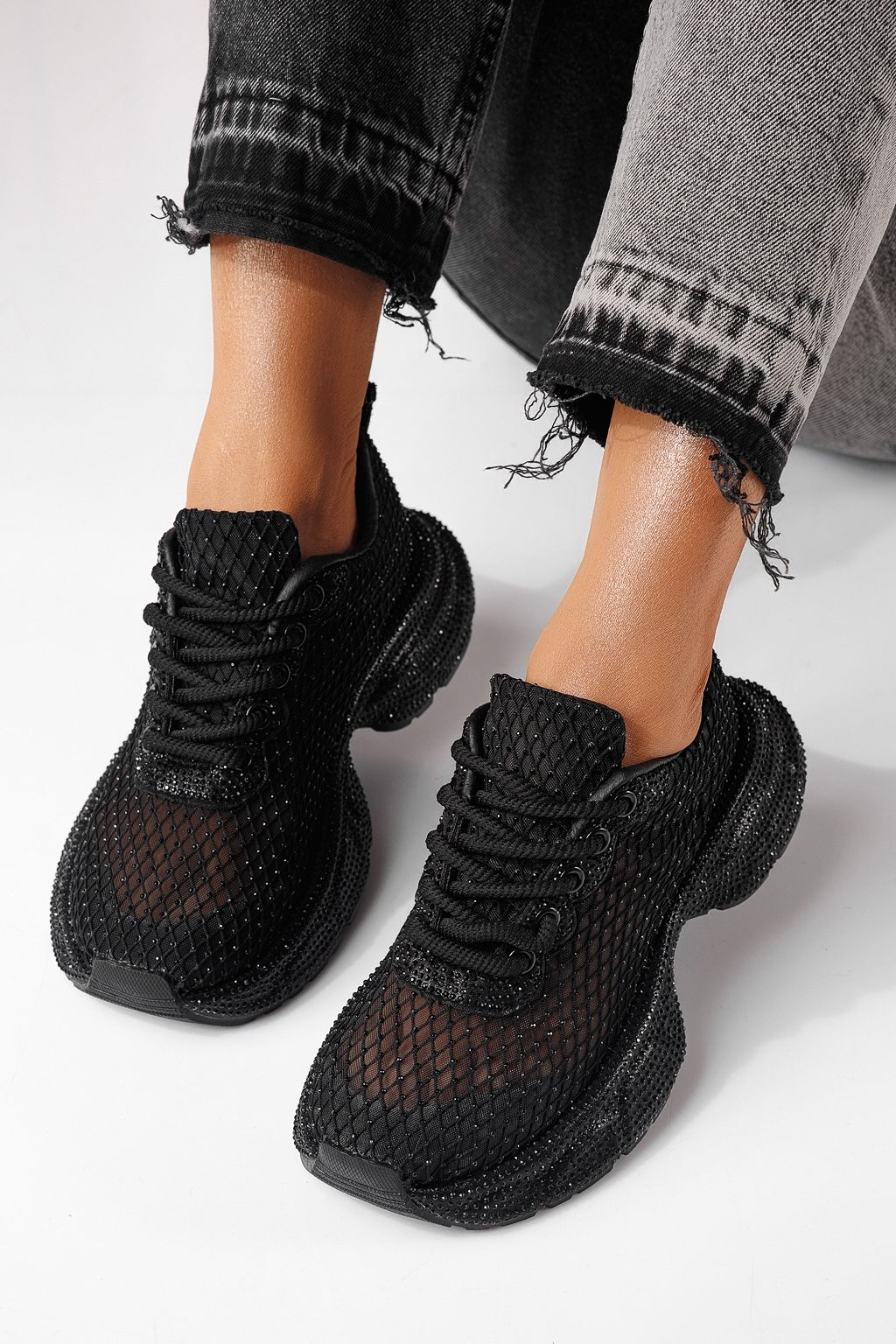 Adidasi dama negri din material textil Cataleya #24066