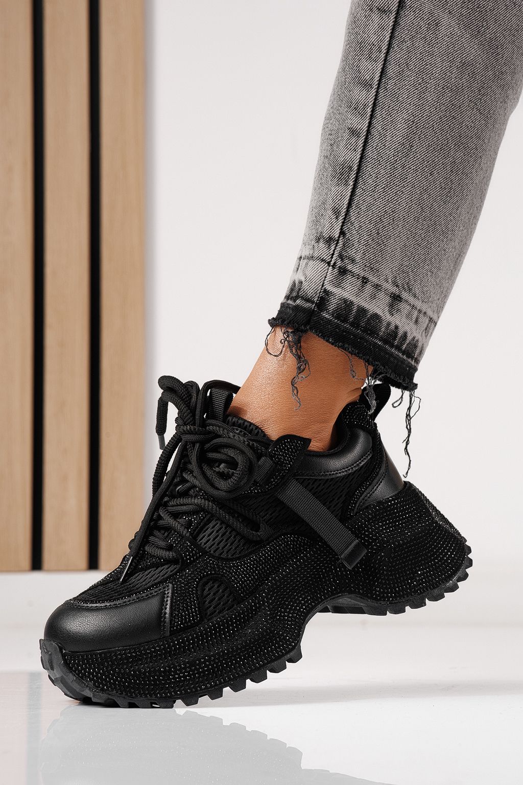 Adidasi dama negri din material textil Cezara #24054