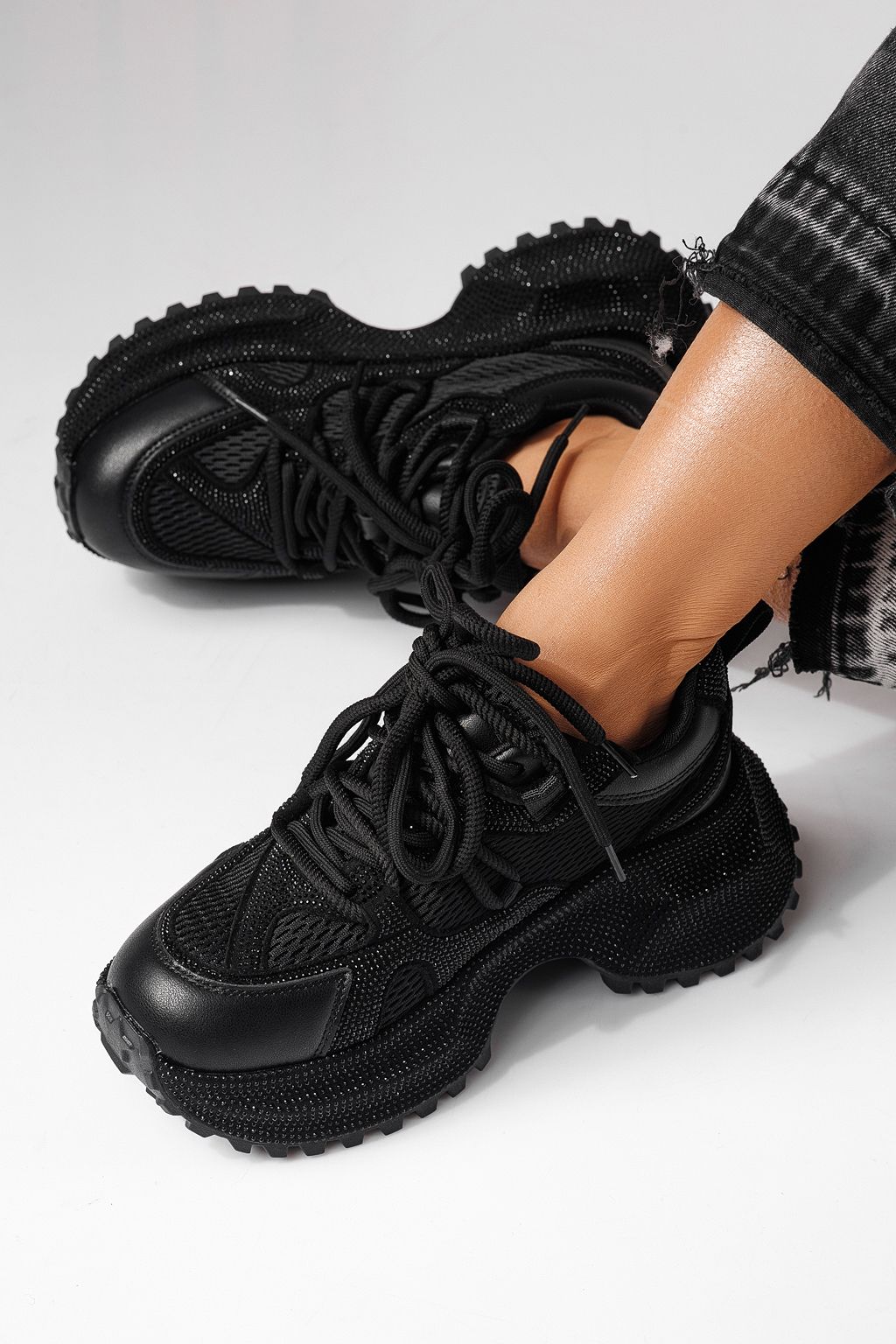 Adidasi dama negri din material textil Cezara #24054