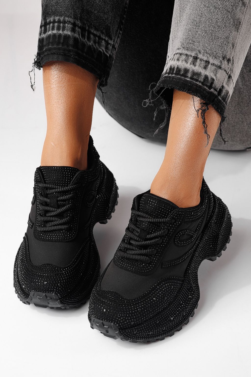 Adidasi dama negri din piele ecologica intoarsa Ioana #24110