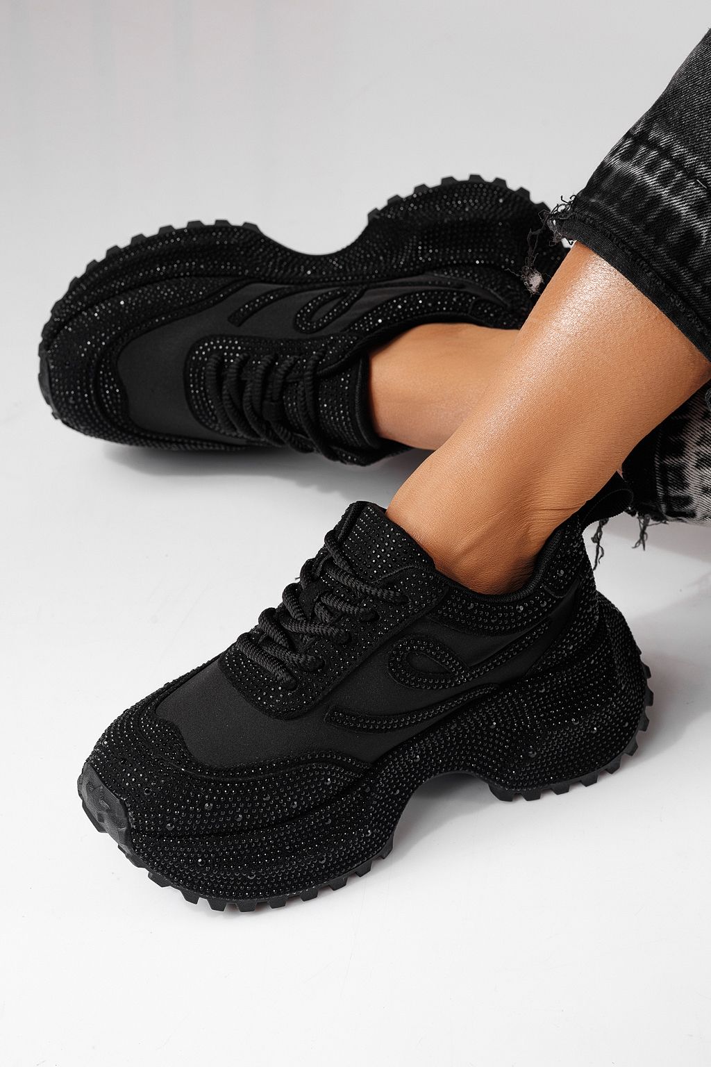 Adidasi dama negri din piele ecologica intoarsa Ioana #24110