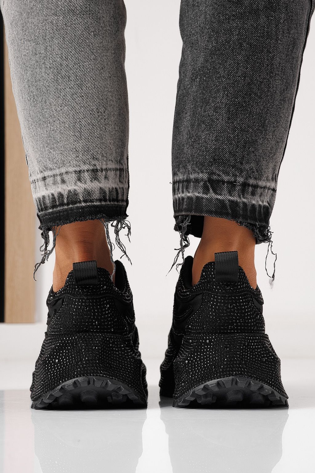 Adidasi dama negri din piele ecologica intoarsa Ioana #24110