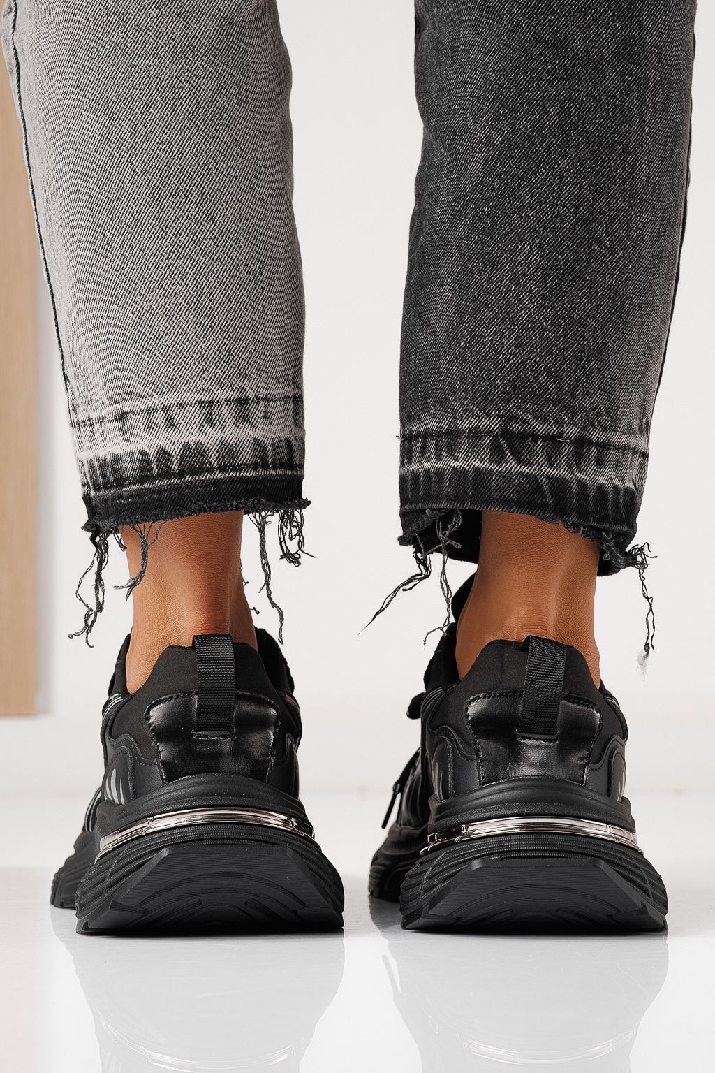 Adidasi dama negri din piele ecologica Denisa #24073