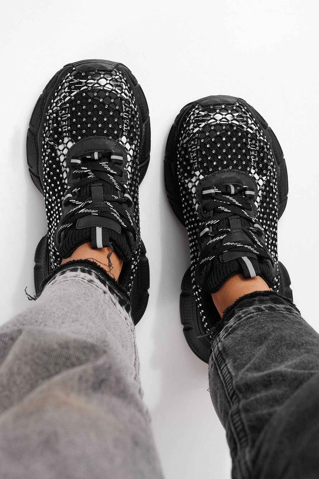 Adidasi dama negri din material textil Lilien #24149