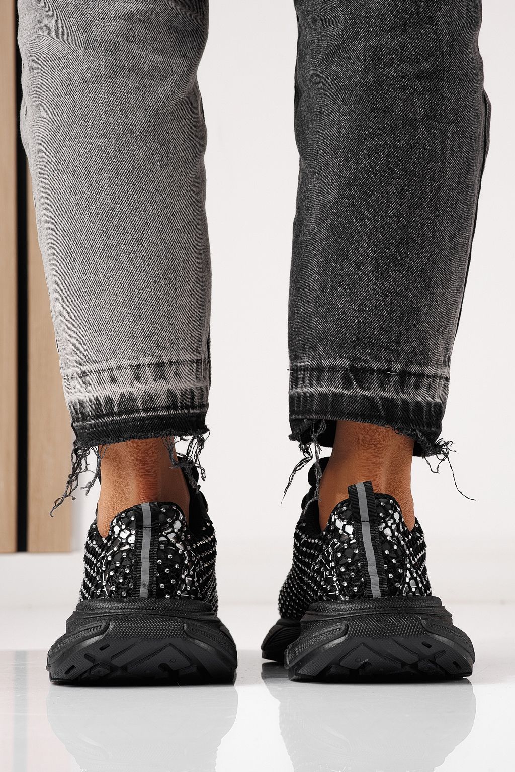 Adidasi dama negri din material textil Lilien #24149