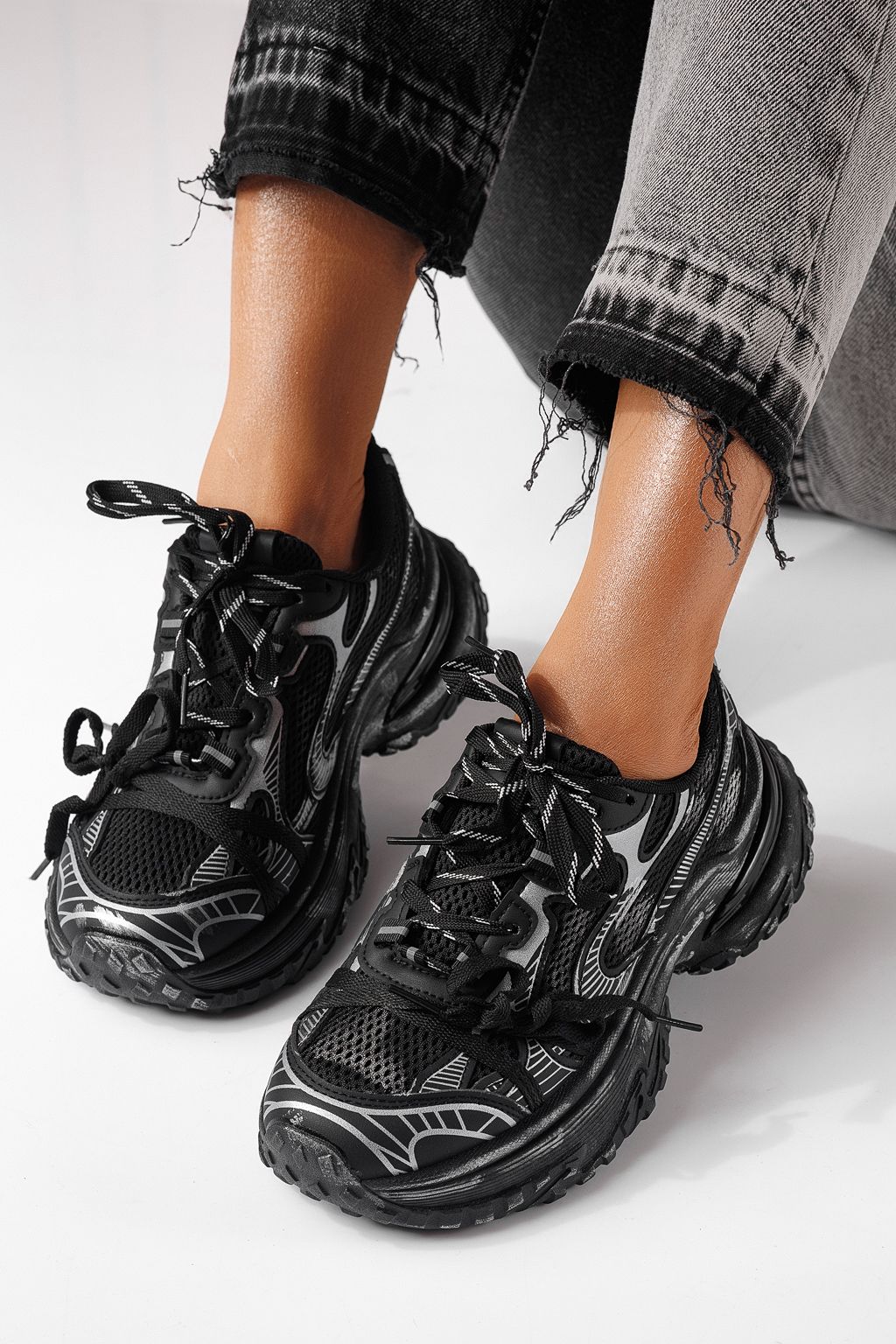 Adidasi dama negri din material textil Laura #24145