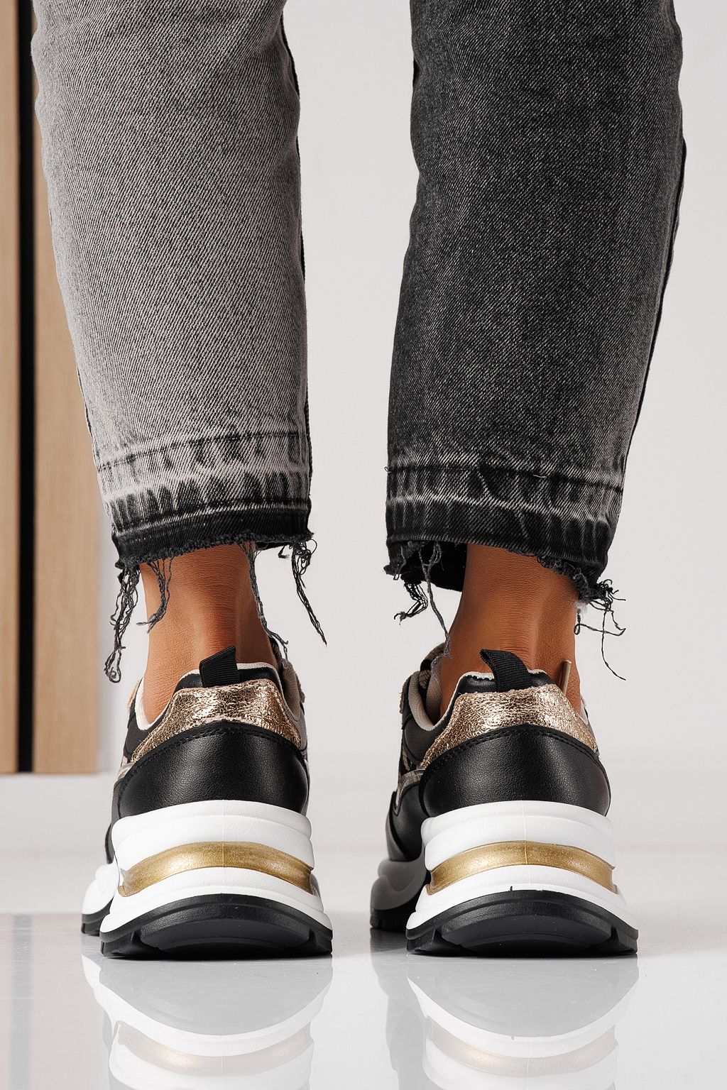 Adidasi dama negri din piele ecologica Karla #24134