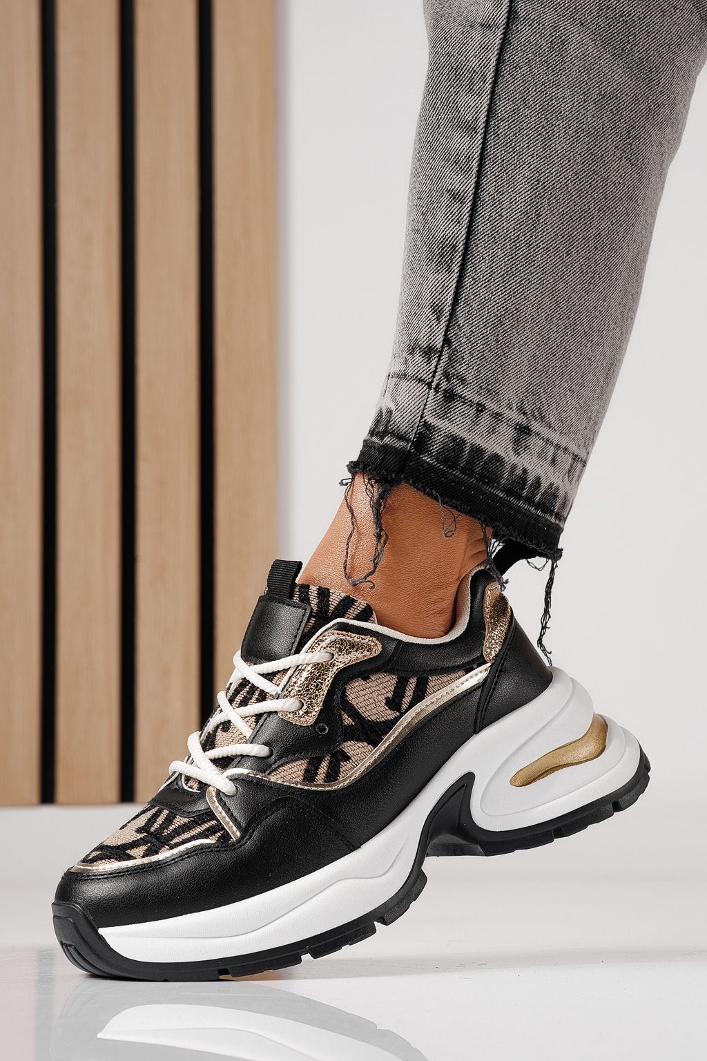 Adidasi dama negri din piele ecologica Karla #24134