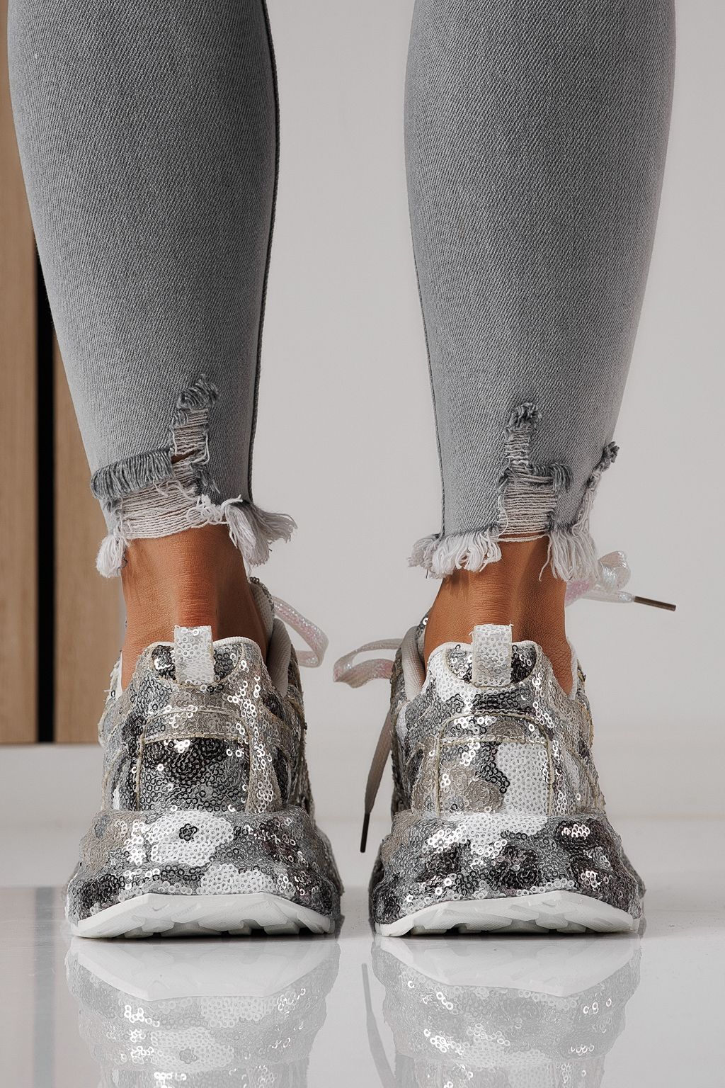 Adidasi dama albi din piele ecologica intoarsa Georgiana #24106