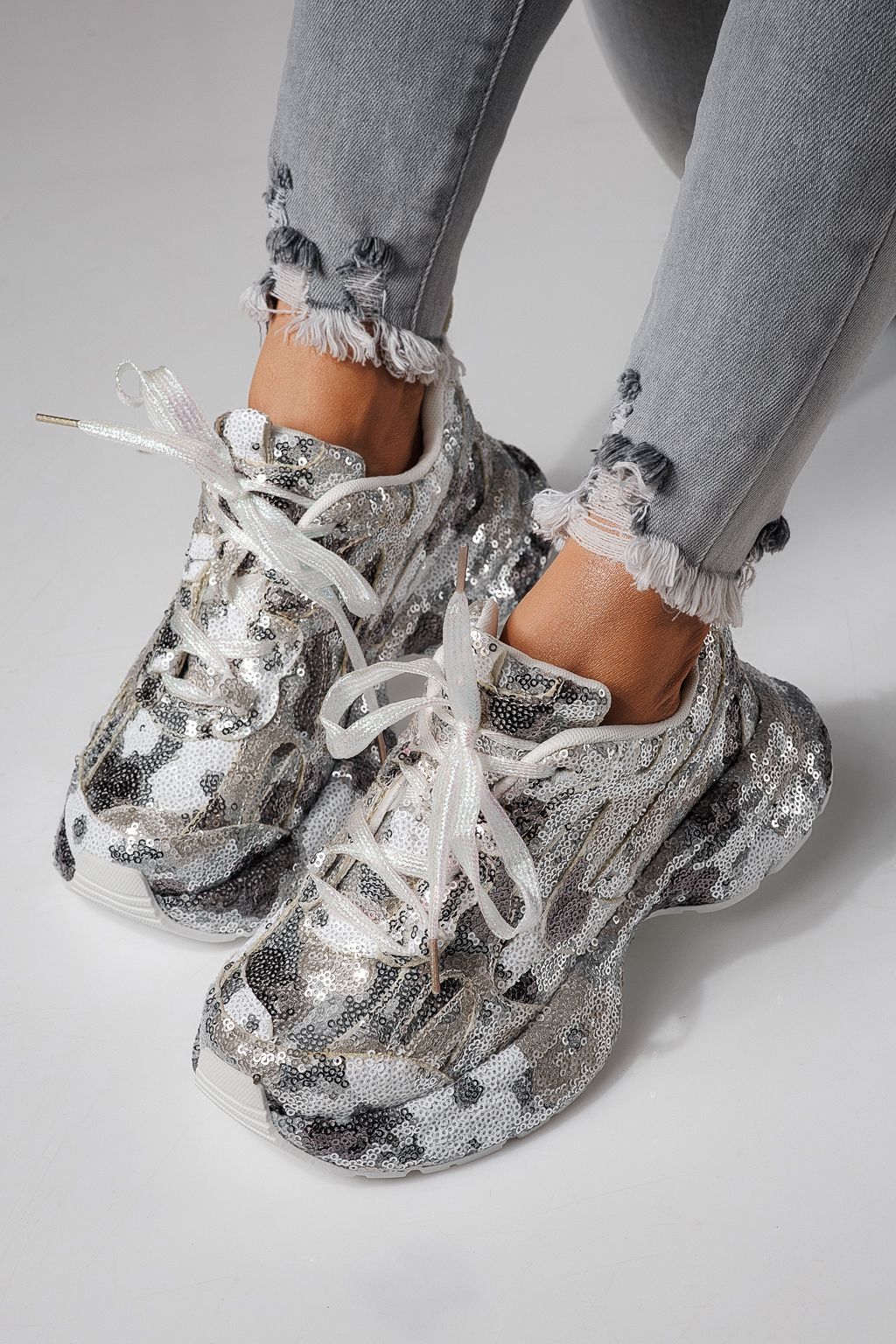 Adidasi dama albi din piele ecologica intoarsa Georgiana #24106