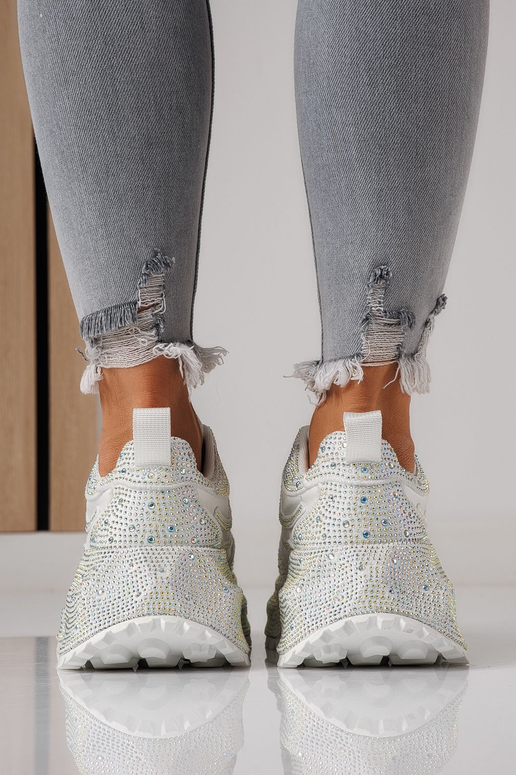 Adidasi dama albi din piele ecologica intoarsa Ioana #24111