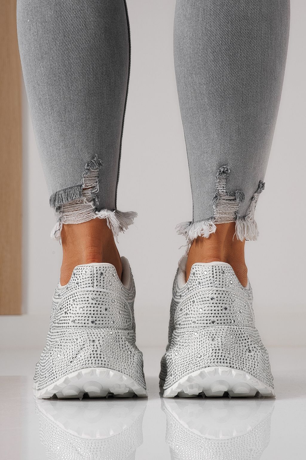 Adidasi dama albi din piele ecologica intoarsa Iulia #24108