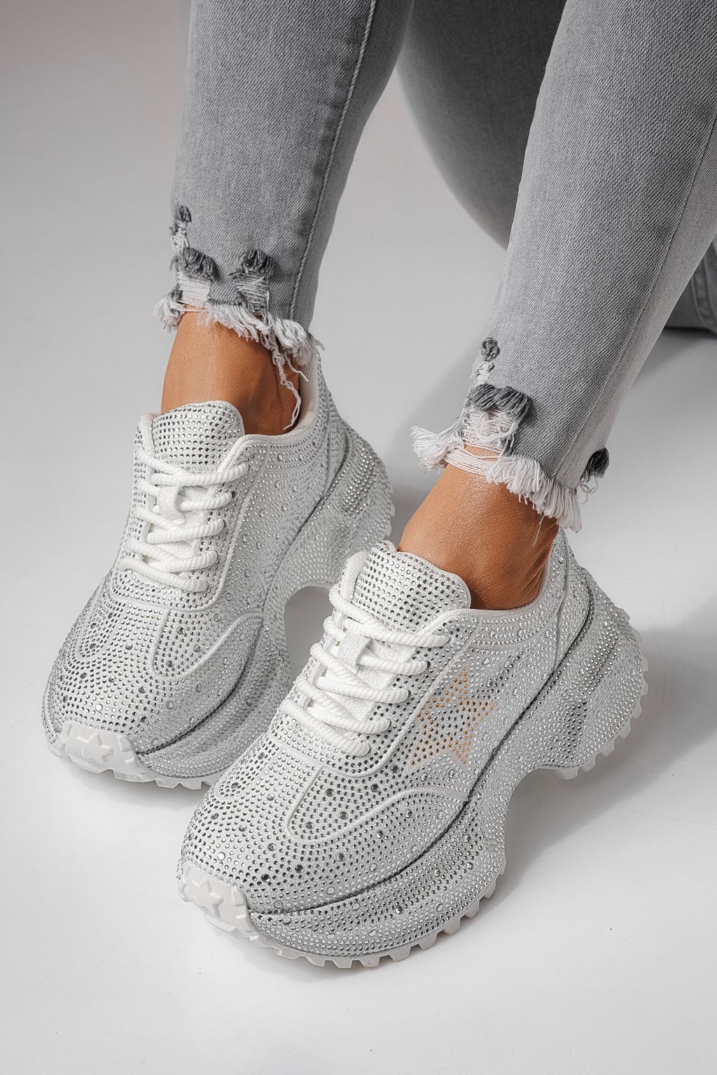 Adidasi dama albi din piele ecologica intoarsa Iulia #24108