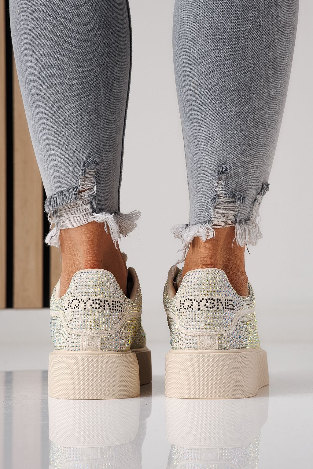 Adidasi dama bej din material textil Ellania #24091