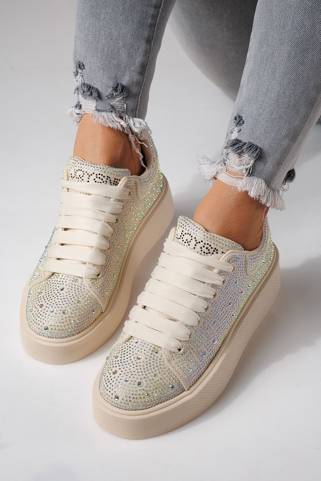 Adidasi dama bej din material textil Ellania #24091