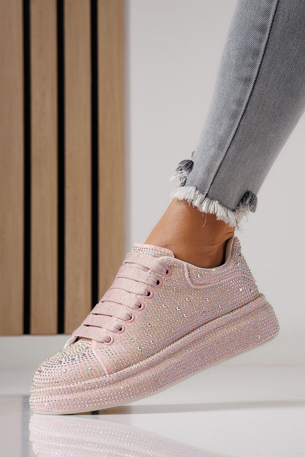 Adidasi dama roz din material textil Alexia #24006