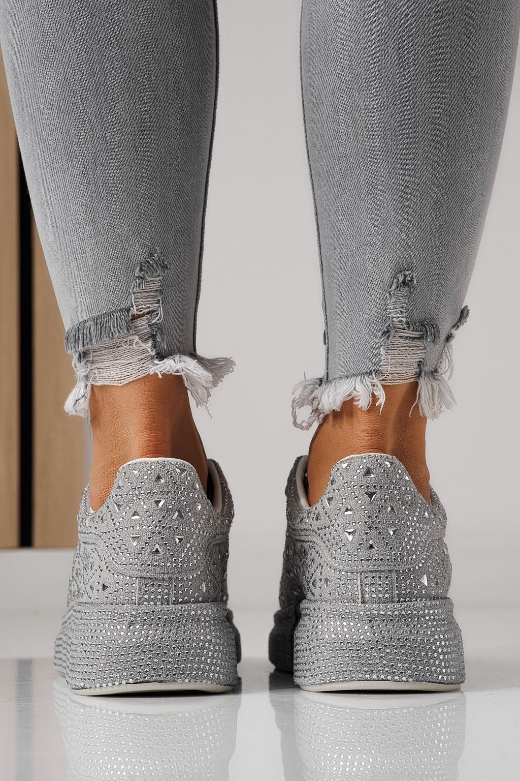 Adidasi dama gri din piele ecologica intoarsa Iris #24114