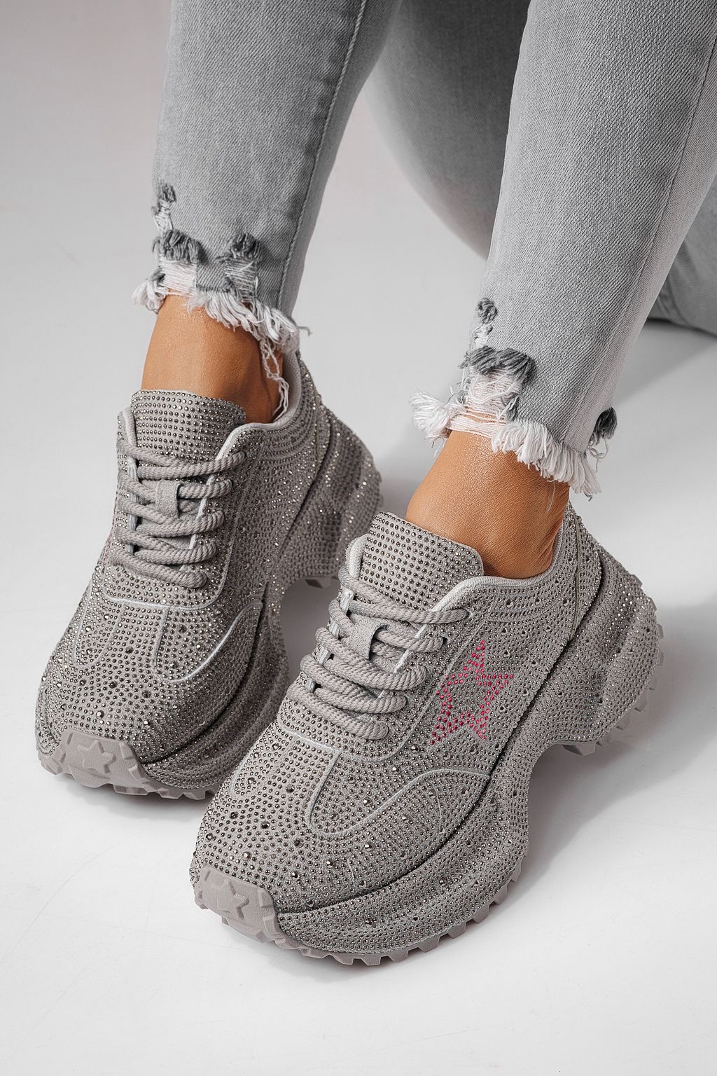 Adidasi dama gri  din piele ecologica intoarsa Iulia #24109