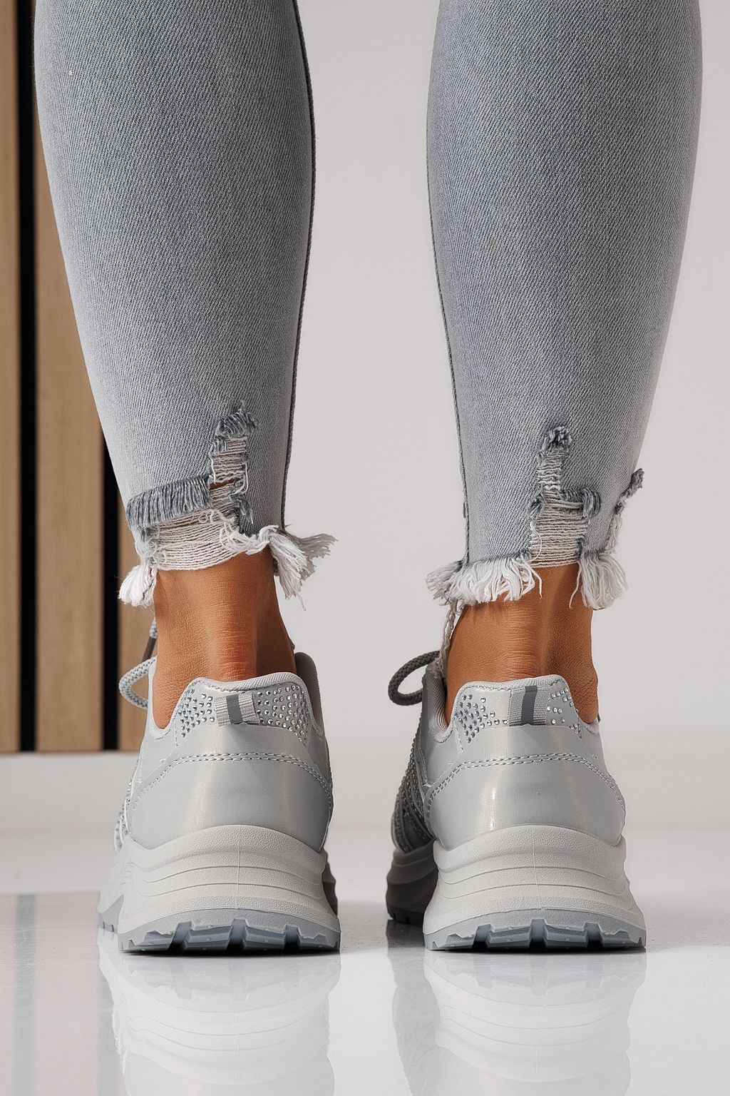 Adidasi dama gri din piele ecologica Carolina #24060