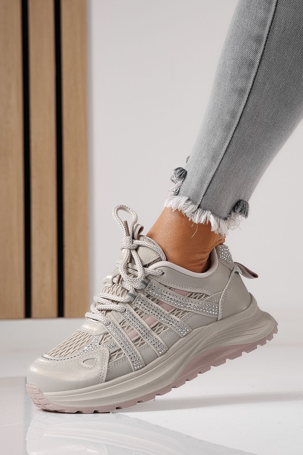 Adidasi dama khaki din piele ecologica Carolina #24058