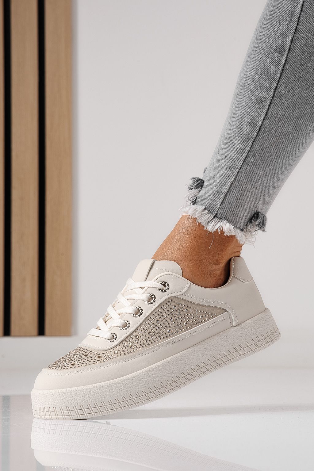 Adidasi dama bej din piele ecologica Rania #24175