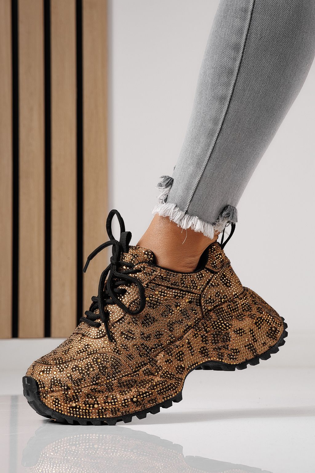 Adidasi dama leopard din piele ecologica intoarsa Izabela #24119