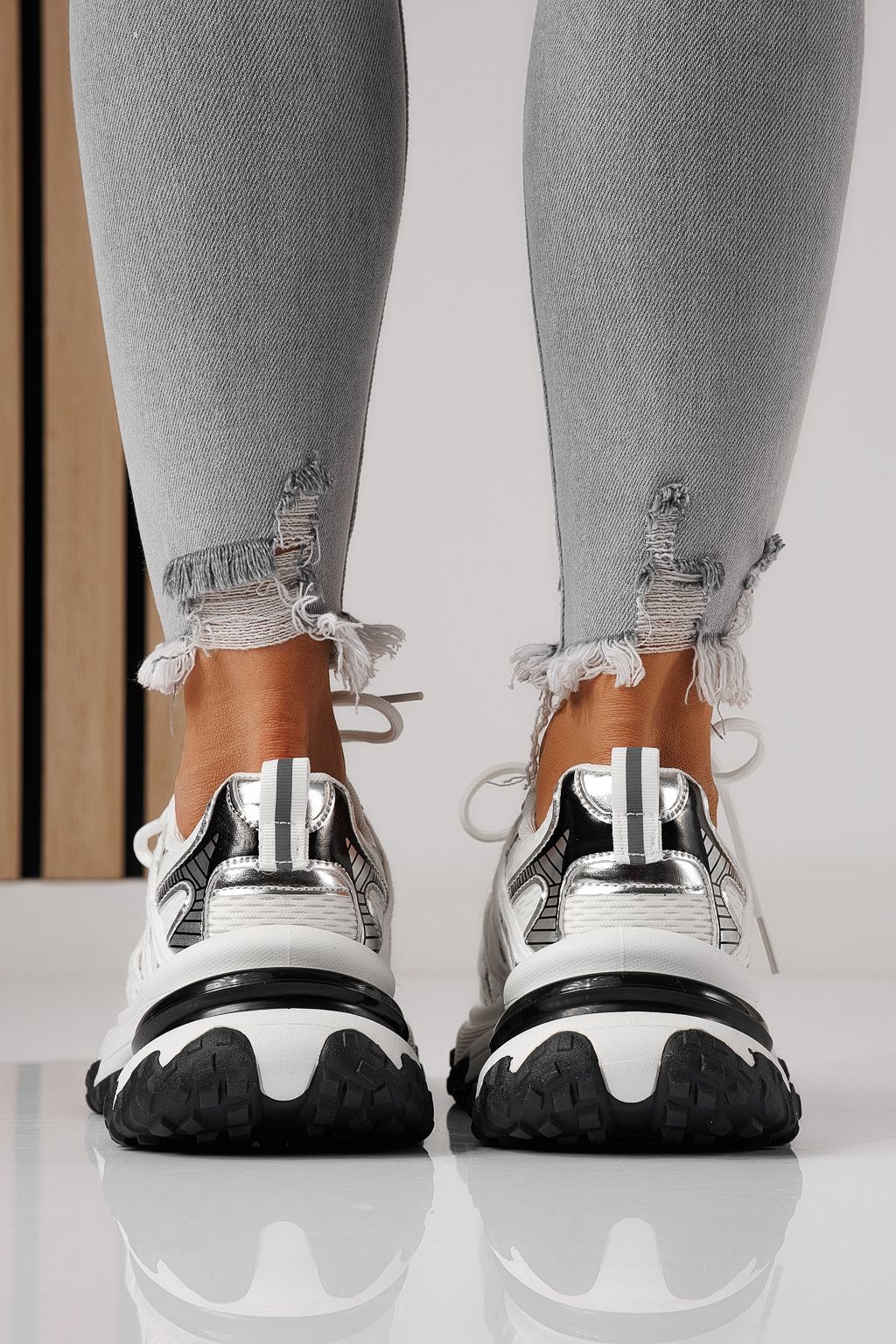 Adidasi dama argintii din material textil Jullya #24129