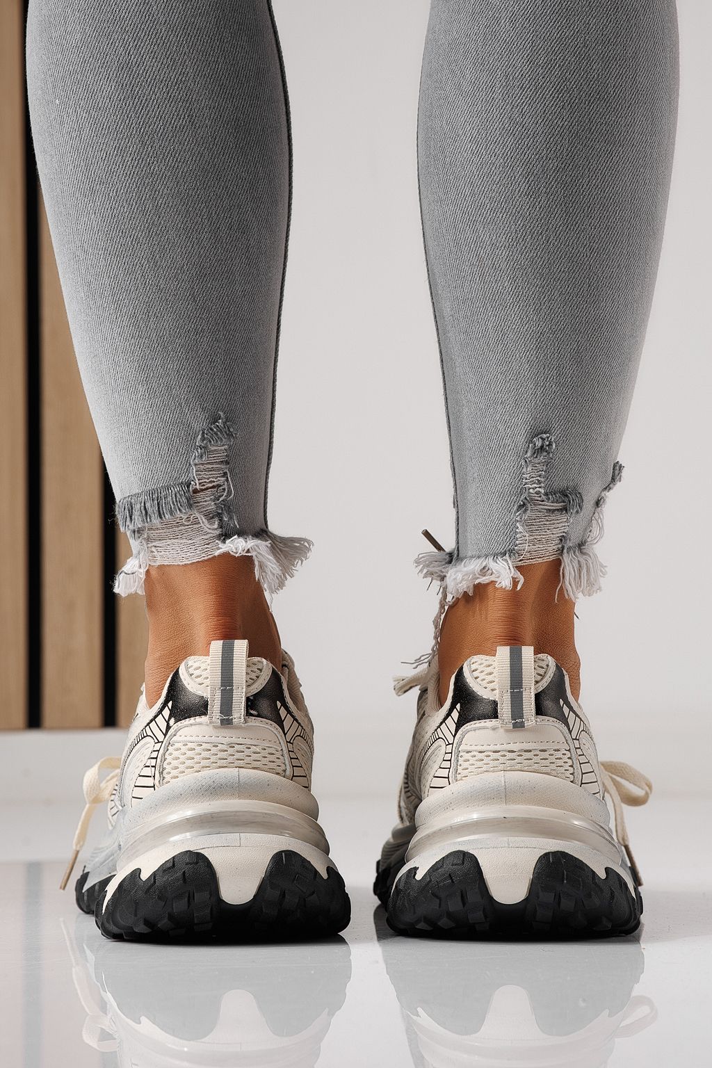 Adidasi dama bej din material textil Laura #24143