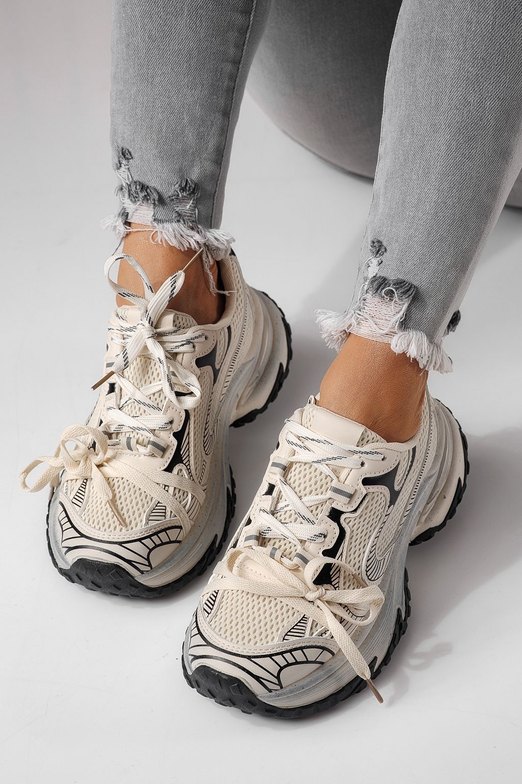 Adidasi dama bej din material textil Laura #24143