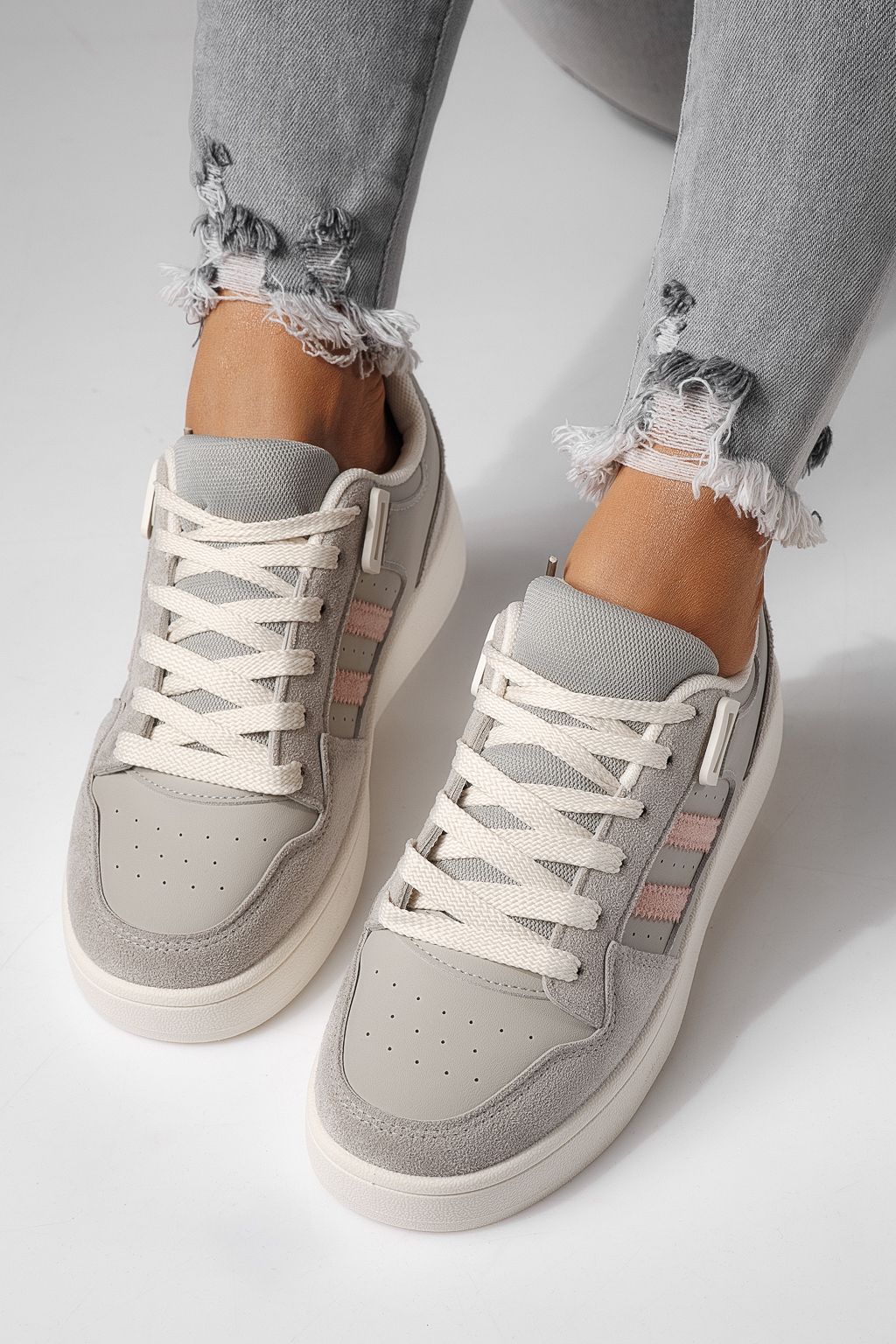 Adidasi dama gri din piele ecologica Iris #24195