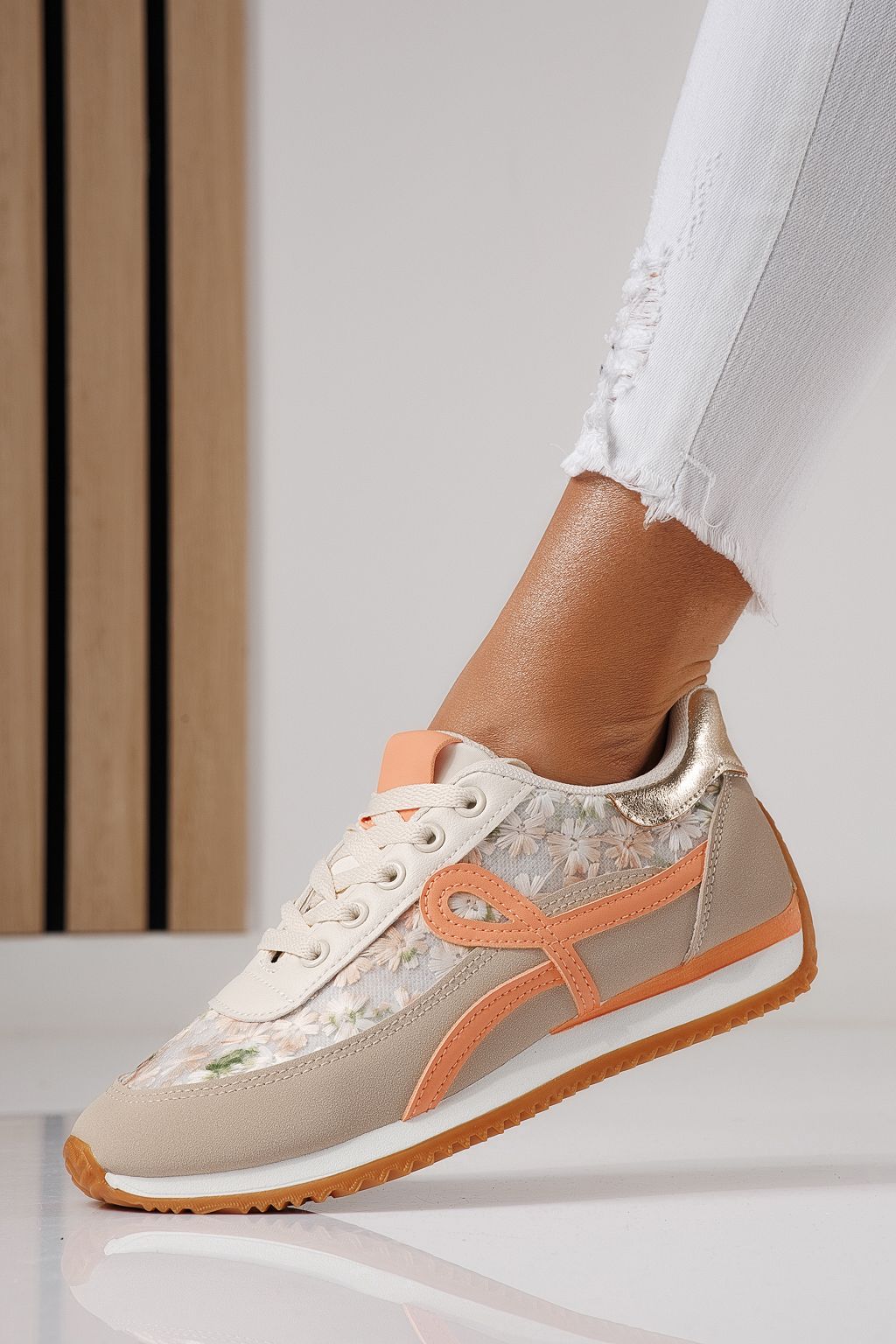 Adidasi dama portocalii din piele ecologica Jesica #24127