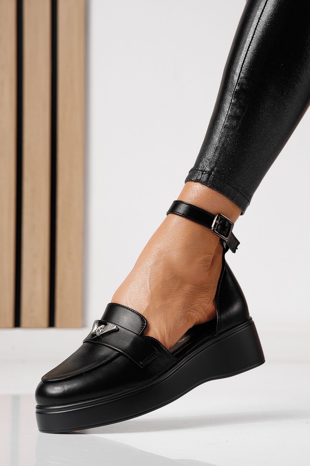 Pantofi casual dama negri din piele ecologica Evelina #24095