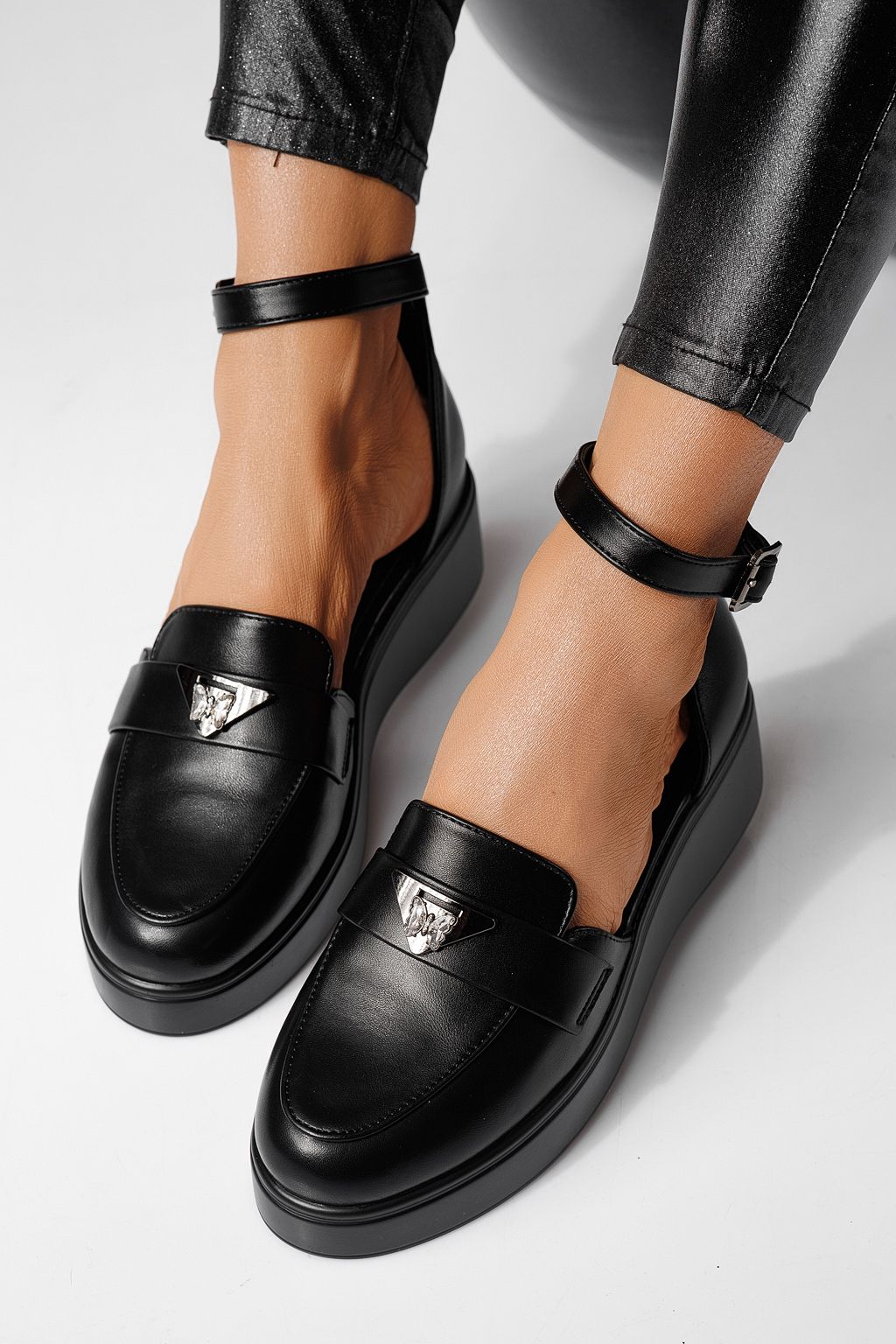 Pantofi casual dama negri din piele ecologica Evelina #24095