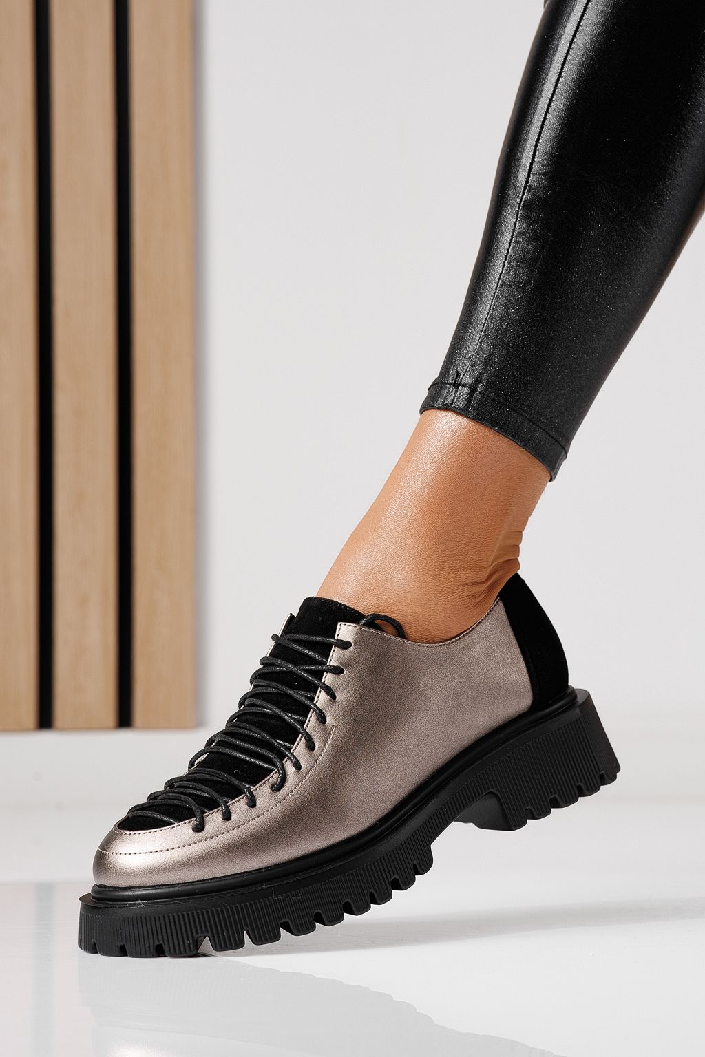 Pantofi casual dama gri din piele ecologica Elisa #24099