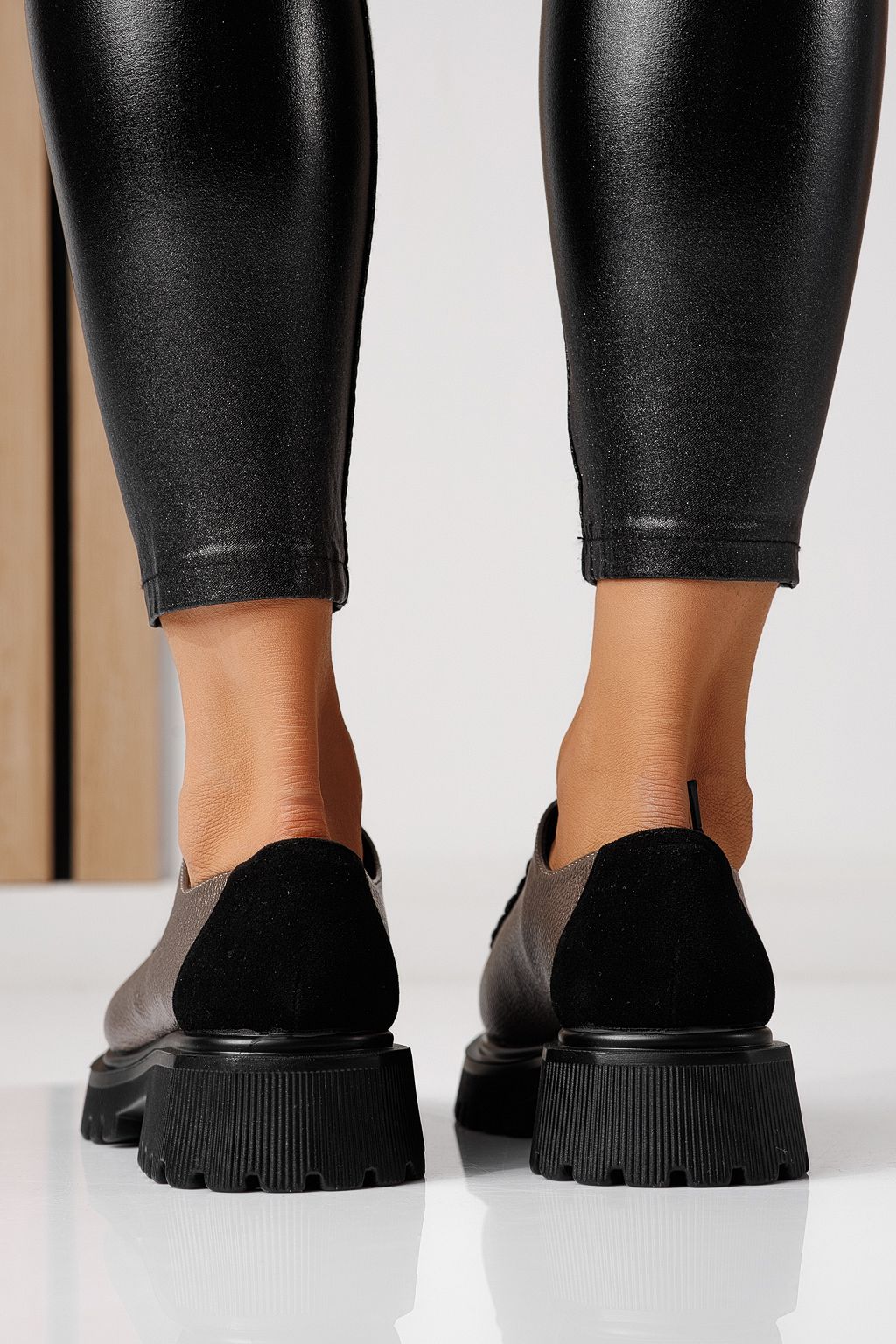 Pantofi casual dama gri din piele ecologica Florentina #24101