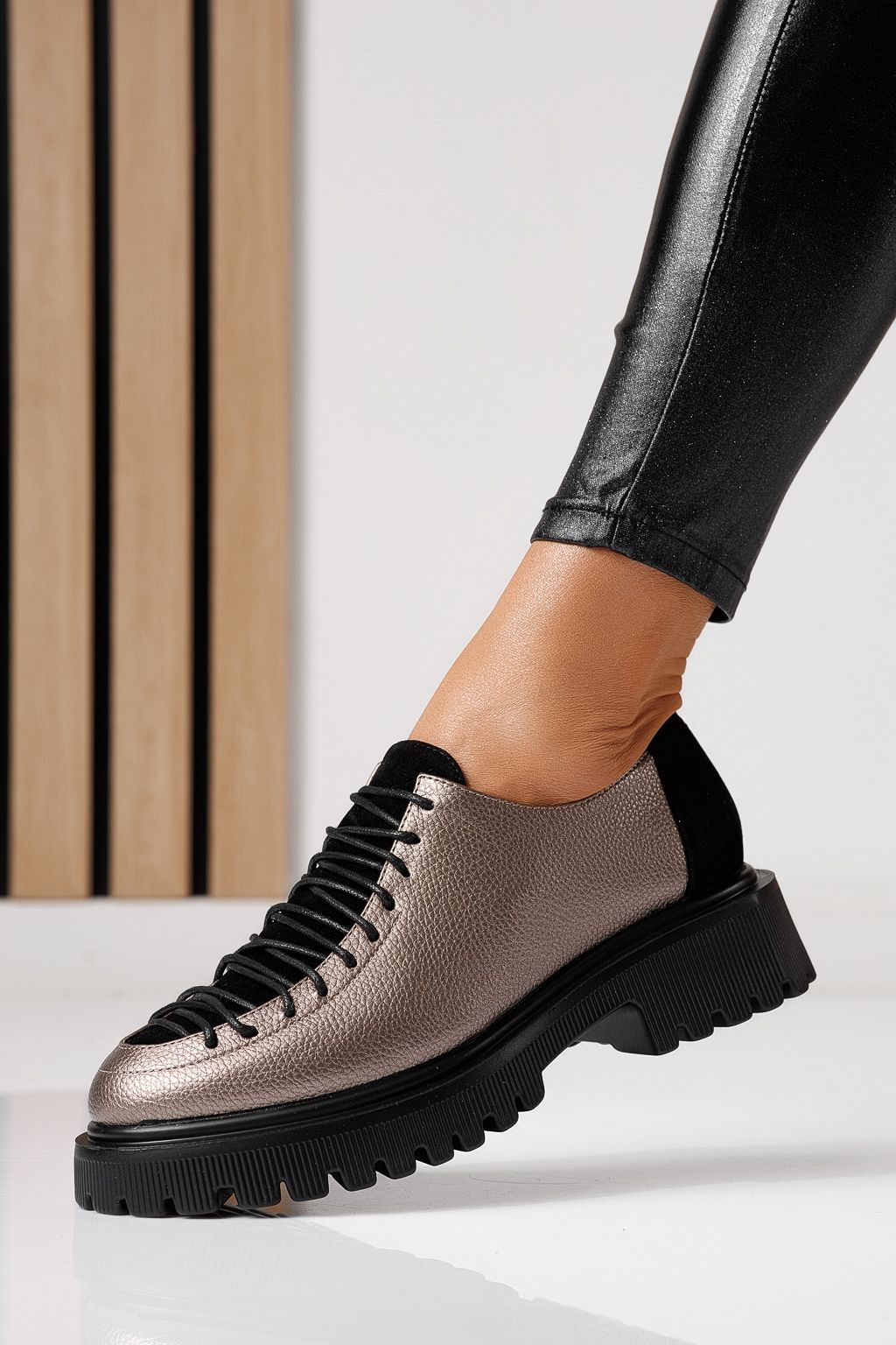 Pantofi casual dama gri din piele ecologica Florentina #24101