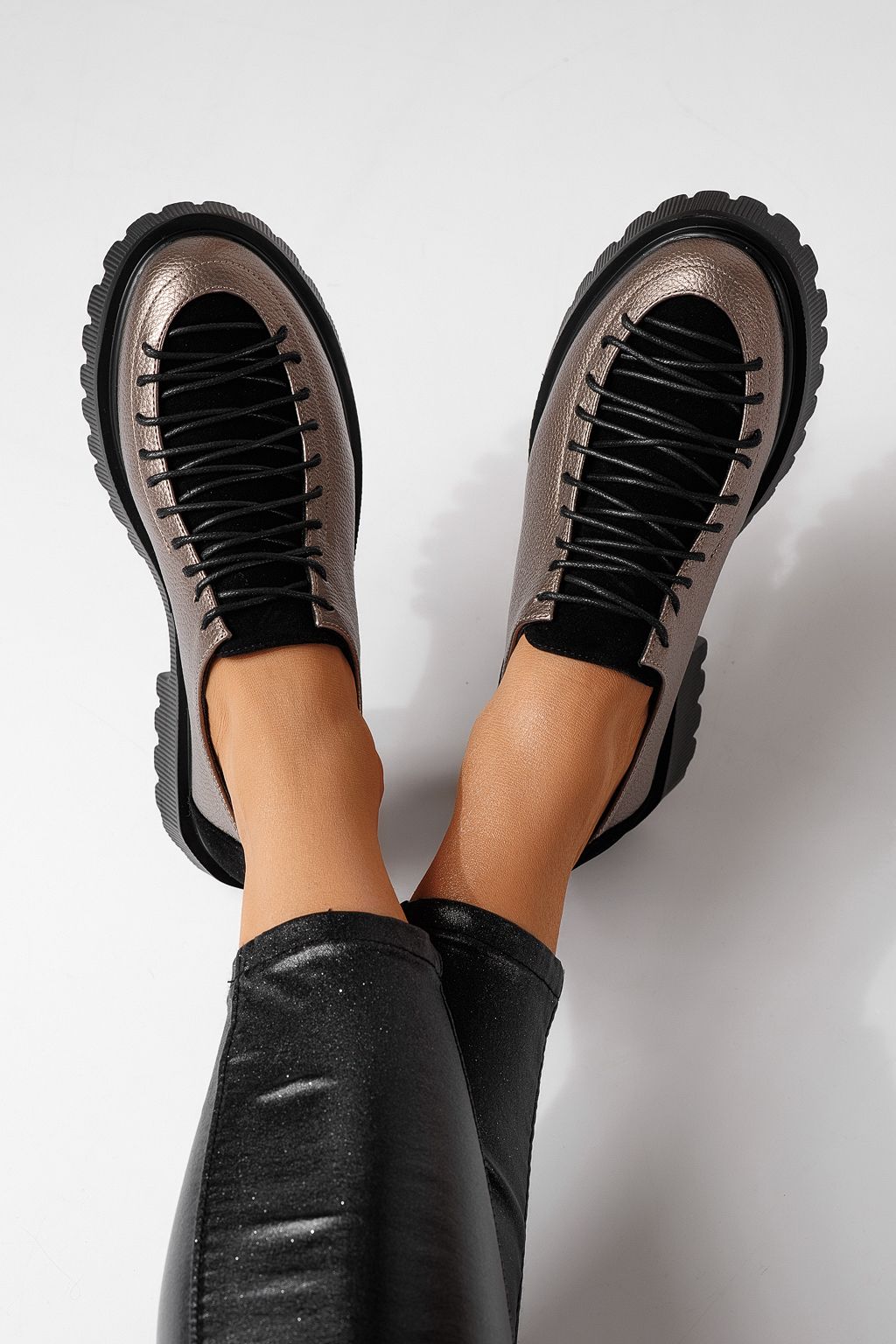 Pantofi casual dama gri din piele ecologica Florentina #24101