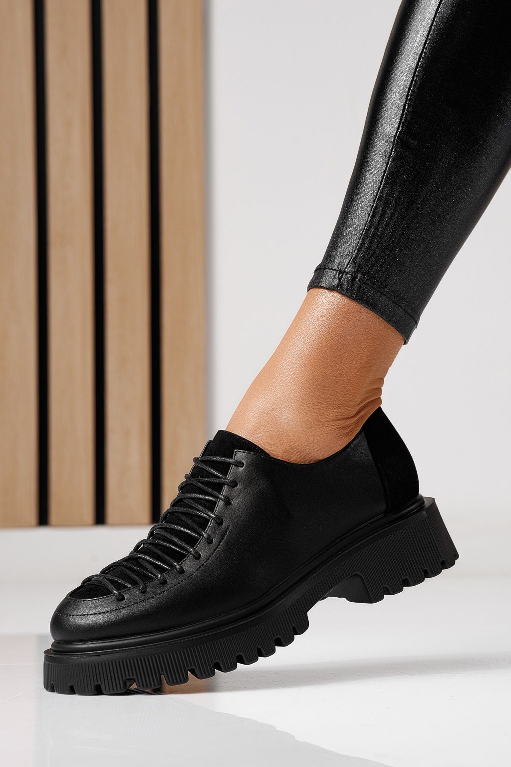 Pantofi casual dama negri din piele ecologica Elisa #24098