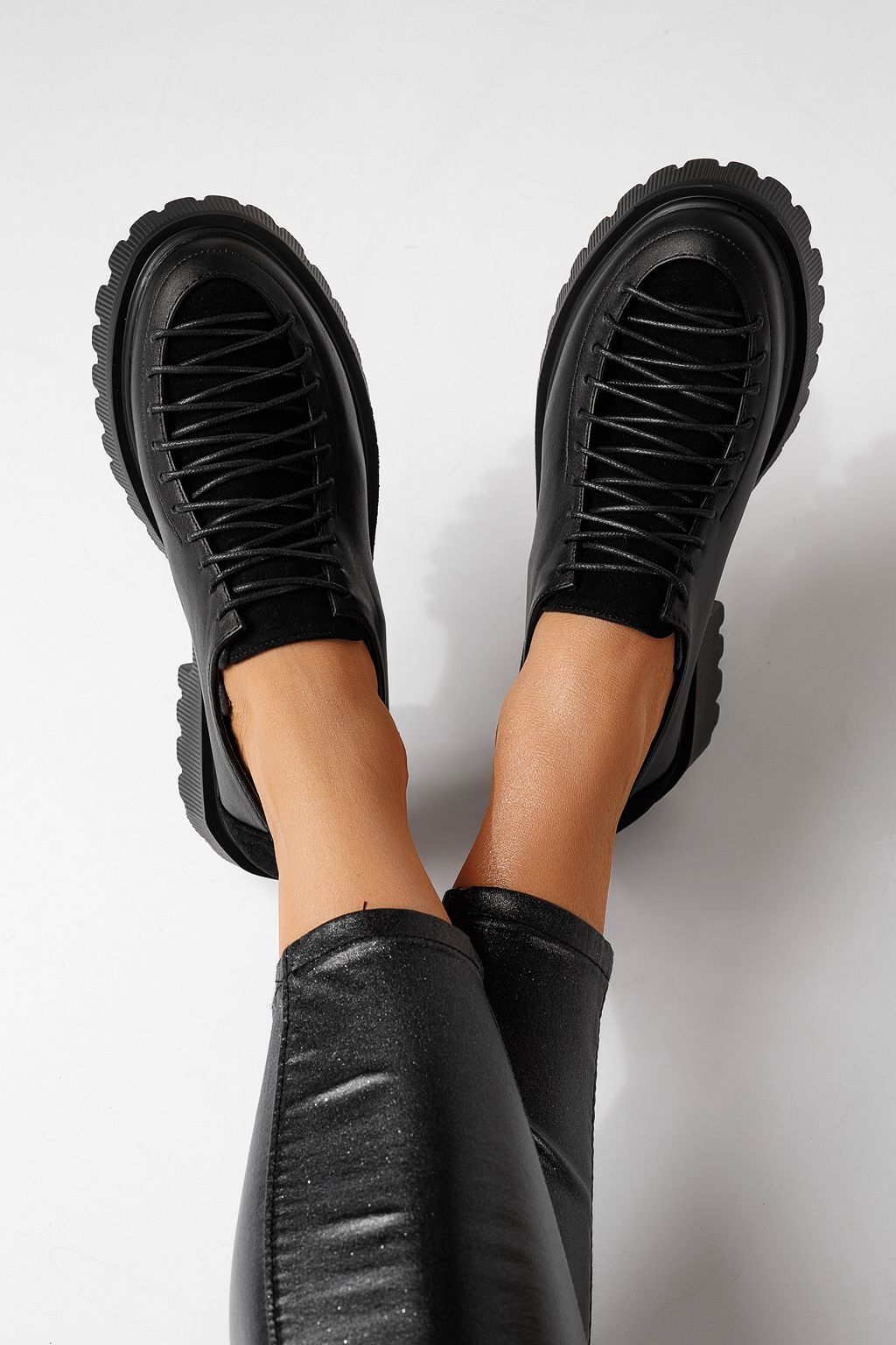 Pantofi casual dama negri din piele ecologica Elisa #24098