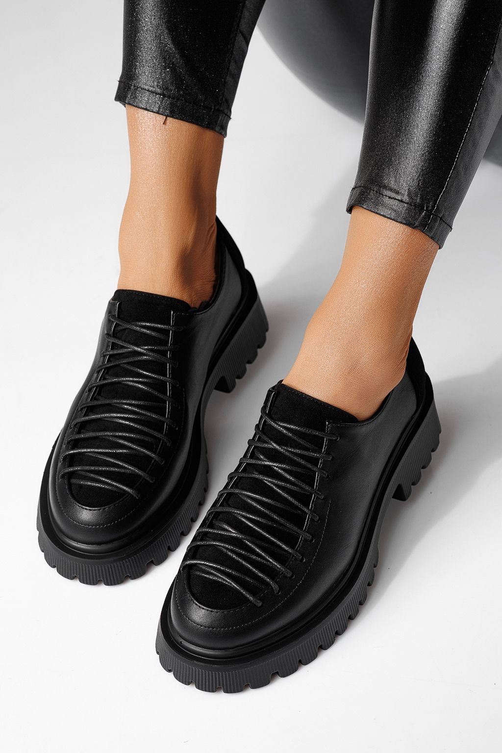 Pantofi casual dama negri din piele ecologica Elisa #24098