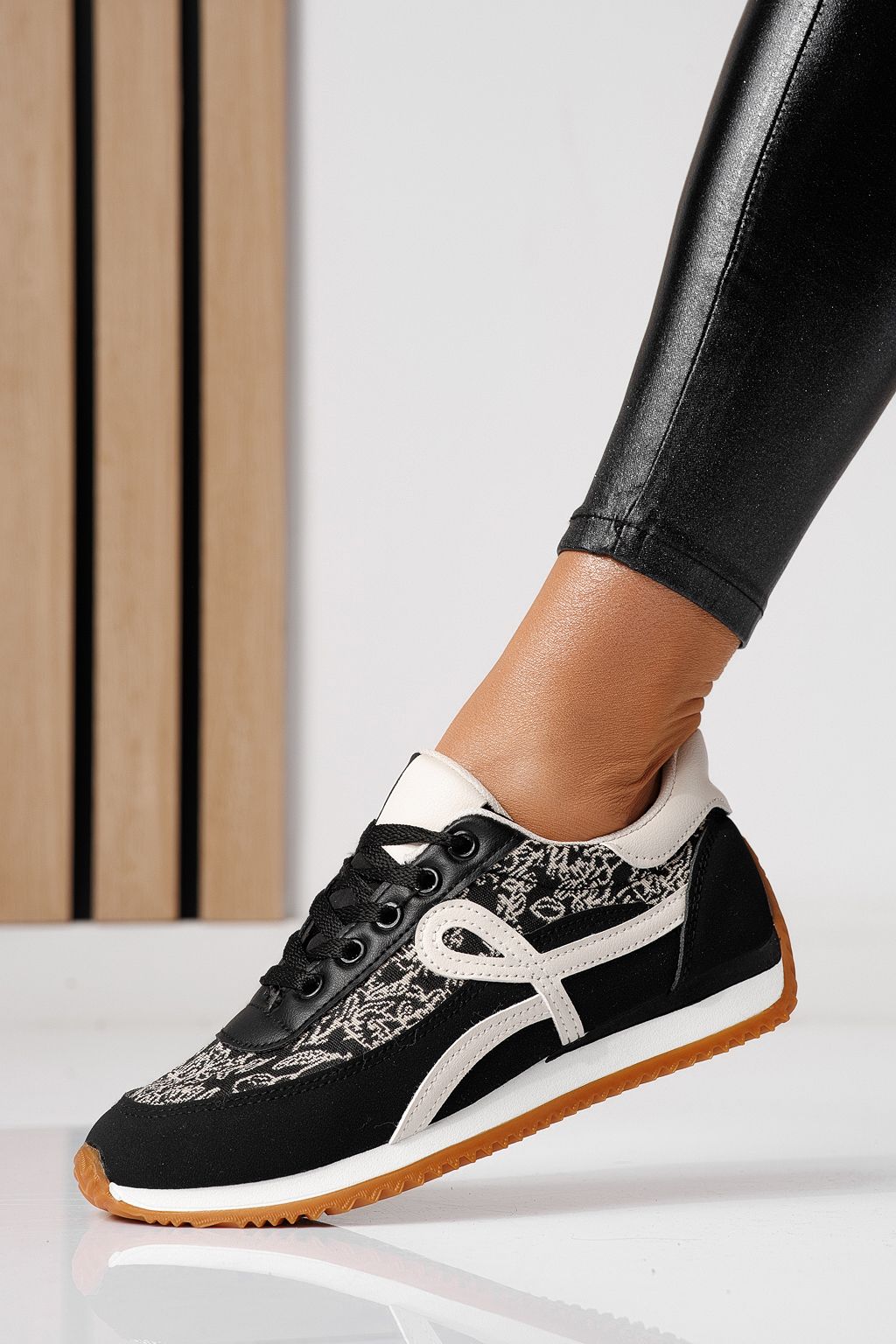 Adidasi dama negri din piele ecologica Jesica #24125