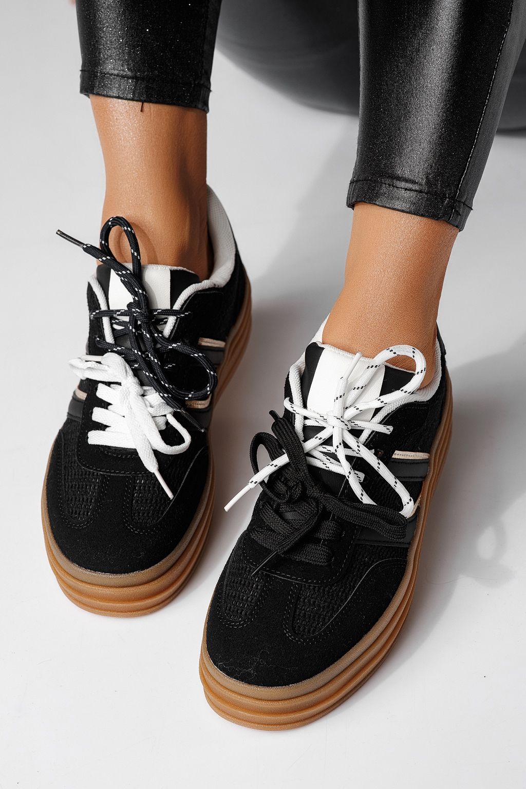 Adidasi dama negri din piele ecologica intoarsa Karina #24136