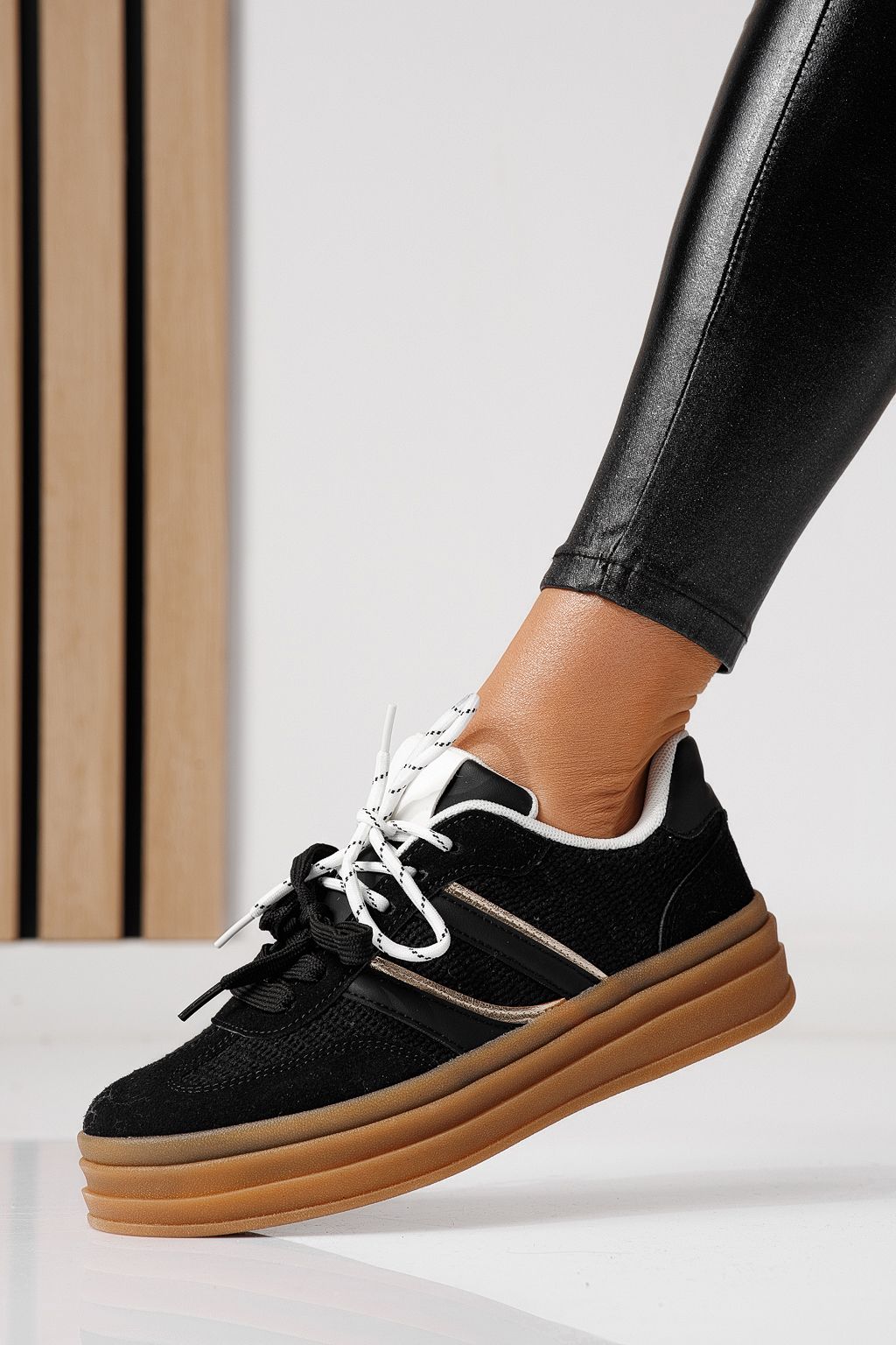 Adidasi dama negri din piele ecologica intoarsa Karina #24136