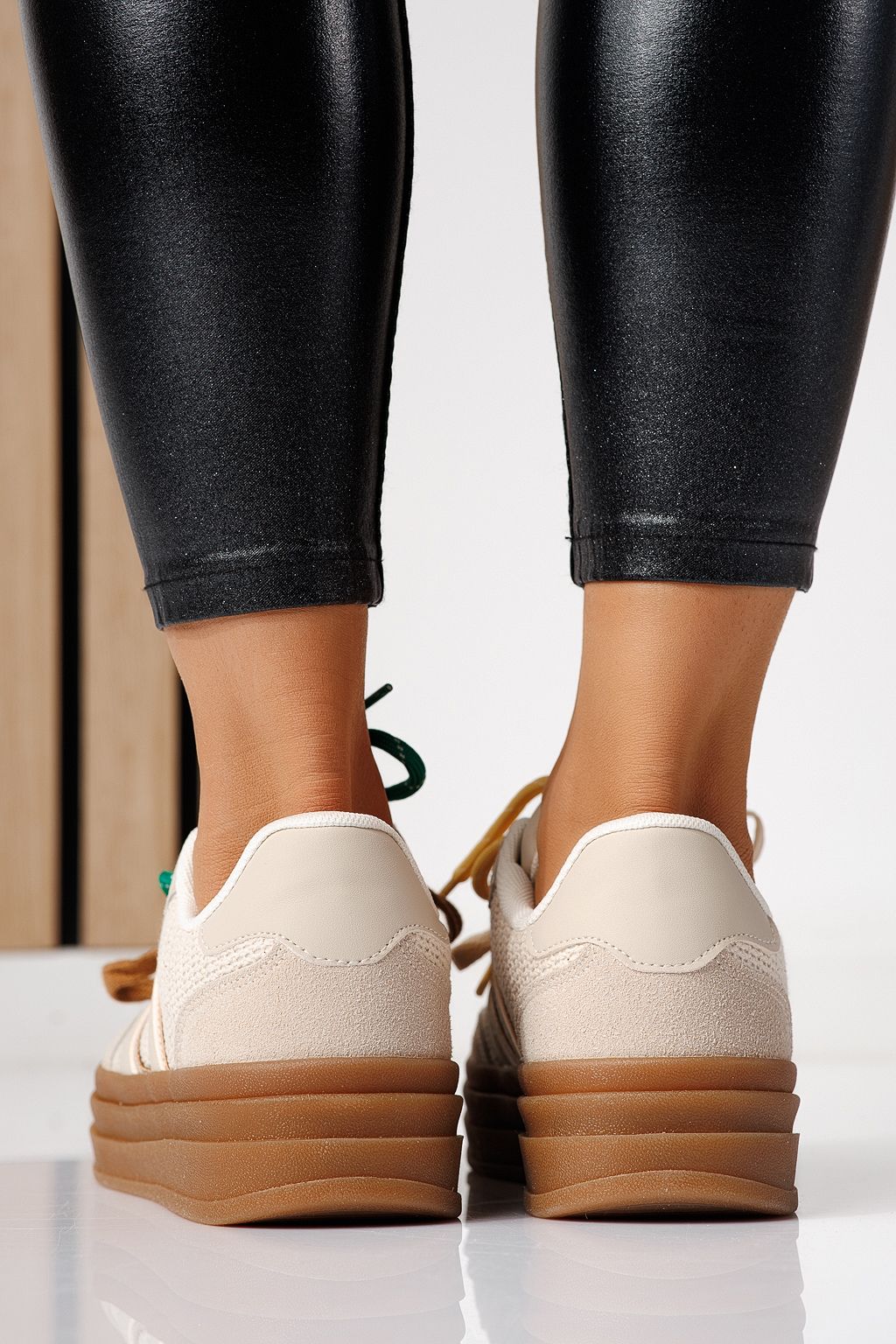 Adidasi dama bej din piele ecologica intoarsa Karina #24135