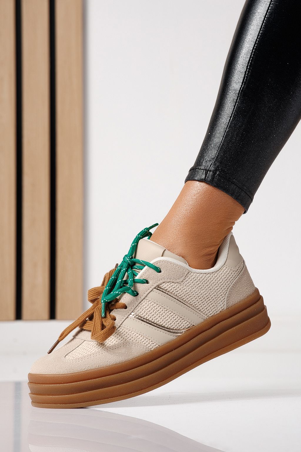 Adidasi dama bej din piele ecologica intoarsa Karina #24135