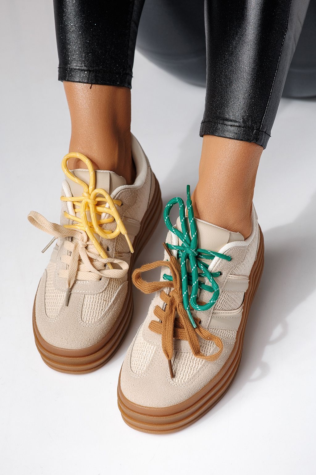 Adidasi dama bej din piele ecologica intoarsa Karina #24135