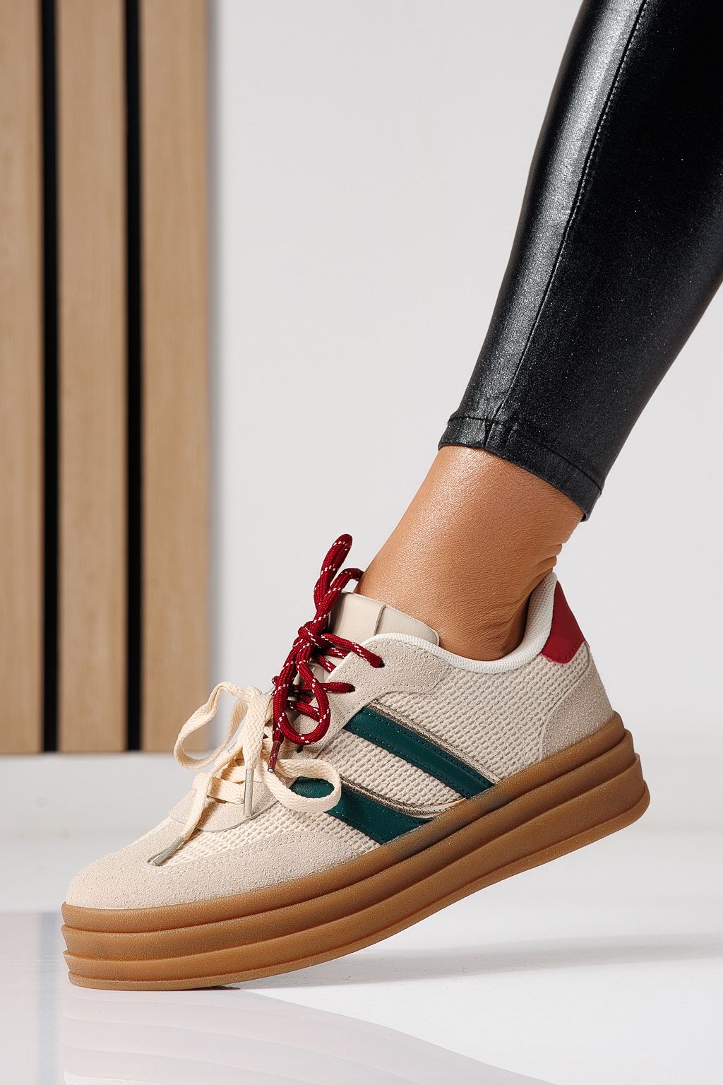 Adidasi dama rosii din piele ecologica intoarsa Karina #24137