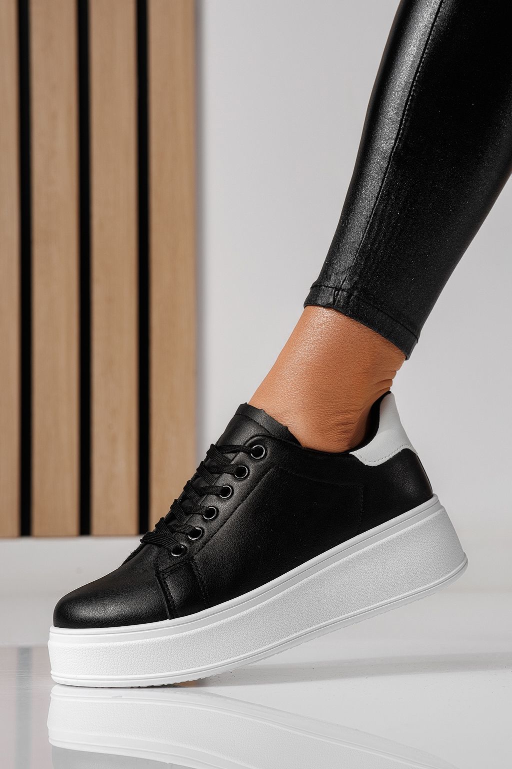 Adidasi dama negri din piele ecologica Celin #24064